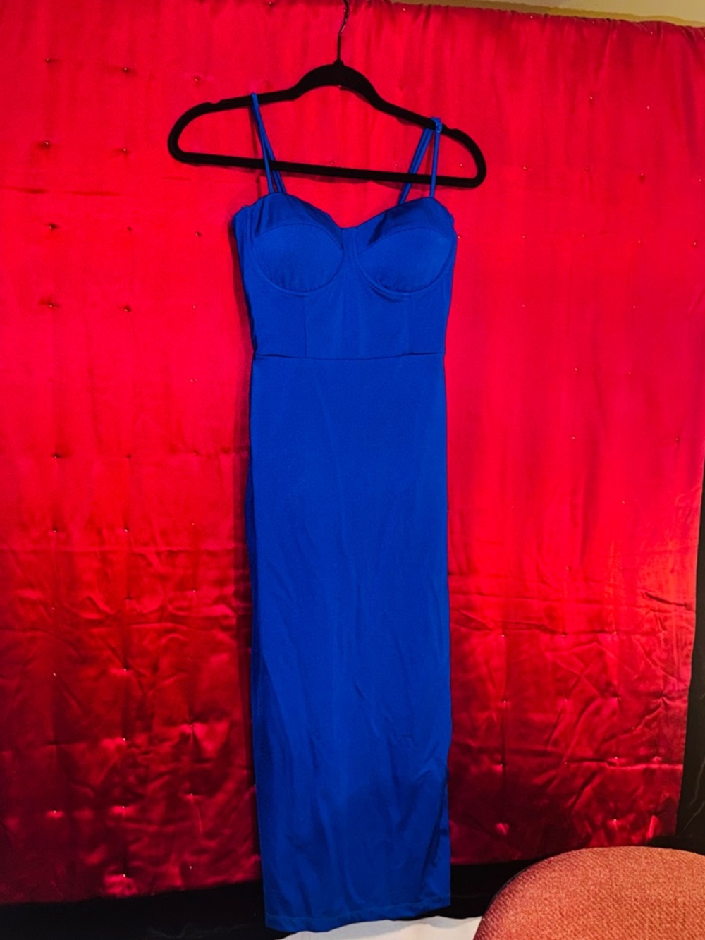 👑 NWOT SIZE SMALL Windsor Royal Blue Spaghetti-Strap Midi Dress